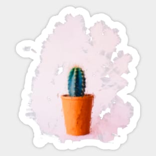 Cacti in orange pot oil painting Sticker